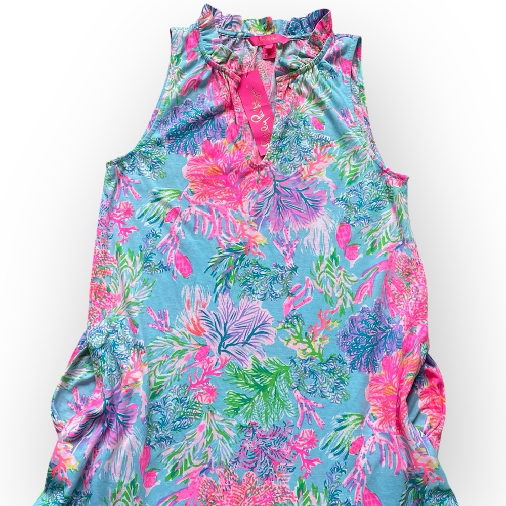 🪸NWT Lilly Pulitzer Malone Tiered Swing Dress, Celestial Blue Cay to My Heart 🪸 - Picture 10 of 16